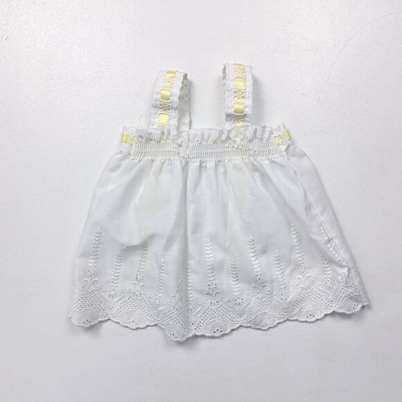 Vintage Healthtex Tank Top Baby Girls Sz 6m White Eyelet Boho Basic Casual - Picture 3 of 4